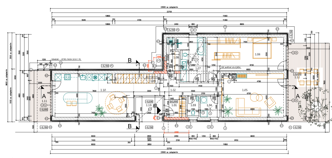 Podrobný architektonický projekt rodinného domu pre stavebný pozemok so stavebným povolením